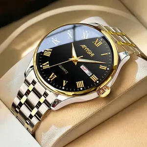 AIYISHI Jam Tangan Pria Original Anti Air Cowok Tahan Bisnis Kuarsa Stainless Steel Men Watches Arloji kaca with Kotak Ori