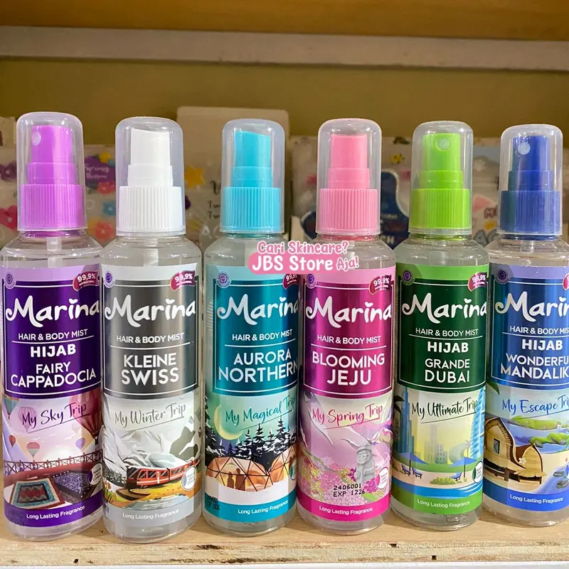 Marina Hair & Body Mist Hijab 100 ml  Varian: Fair Cappadocia, Wonderful Mandalika, Aurora Northern, Grande Dubai, Blooming Jeju, Kleine Swiss 0