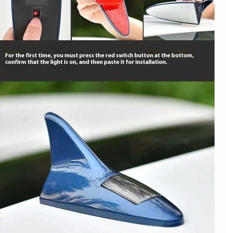 Product Introduction of Car solar flashing light decoration shark fin antenna anti rear end collision roof light LED tail wing modification warning light 6