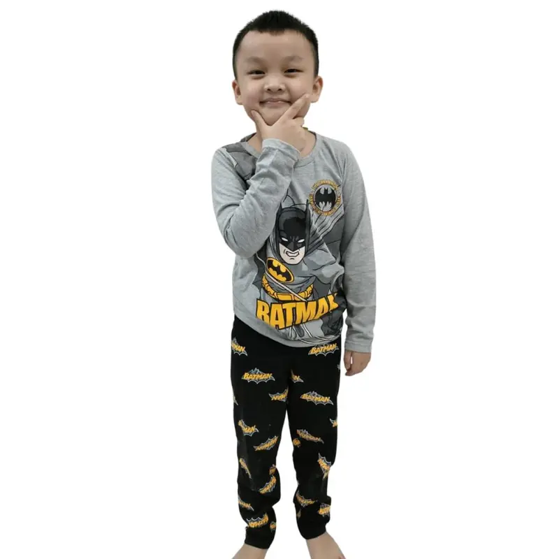 Setelan Piyama Fashion Anak Laki-laki Lengan Panjang Motif Lucu 4-12 tahun Baju Celana 2