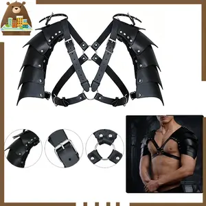 Harness Cosplay Universal Body Belt Aksesoris Kulit Adjustable Pria Wanita Halloween Bahu Armor Viking Pria