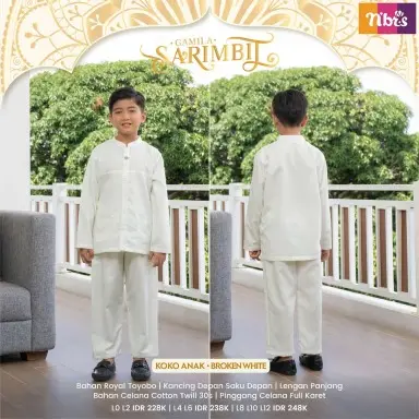 NIBRAS SARIMBIT GAMILA BROKEN WHITE Bahan Viscose mix Wave Crinkle By NIBRAS COUPLE KELUARGA RAYA 3