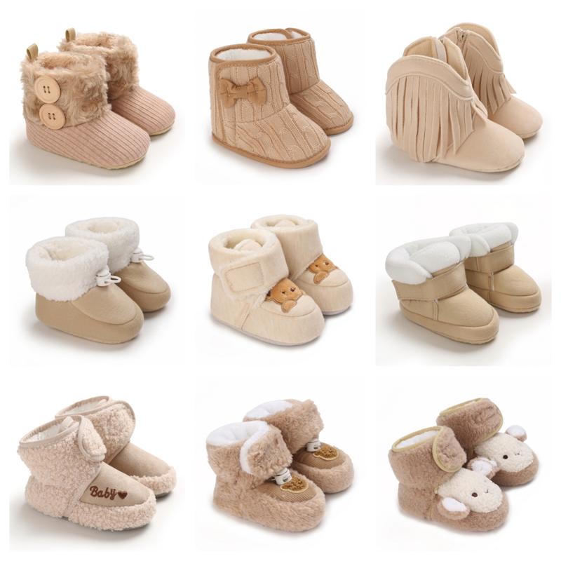 Giày Đi Bộ Chống Trượt Mùa Đông Mới Cho Trẻ Sơ Sinh Giày Bông Đi Tuyết Thiết Kế Hoạt Hình Dễ Thương Ấm Áp Thích Hợp Đi Bộ