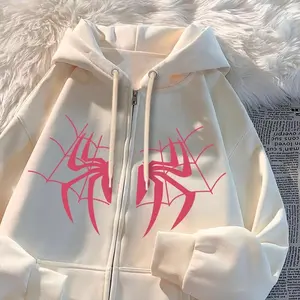Promo Hoodie Spider Hoodies Pria Wanita Gothic Jaket Longgar Lengan Panjang Zipper Hoodie Baju Streetwear Pakaian Pasangan Sweatshirt Unisex untuk Gaya Harian Terlaris Street Sweater