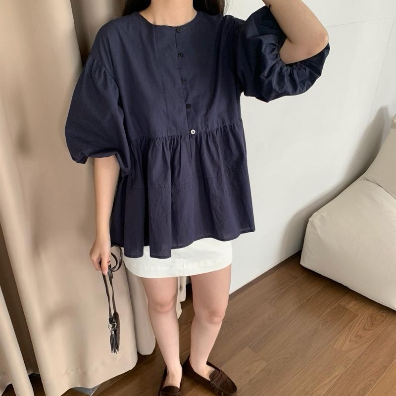 Áo babydoll form rộng tay lửng basic Daru - Dob
