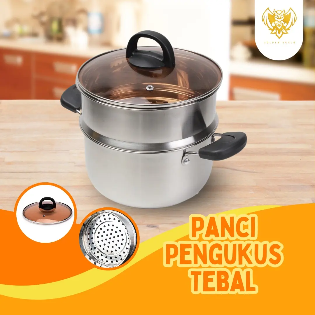GOLDEN EAGLE - Panci Pengukus Stainless Steel Tebal Panci Rebus Kukus Bakpao Ikan Siomay