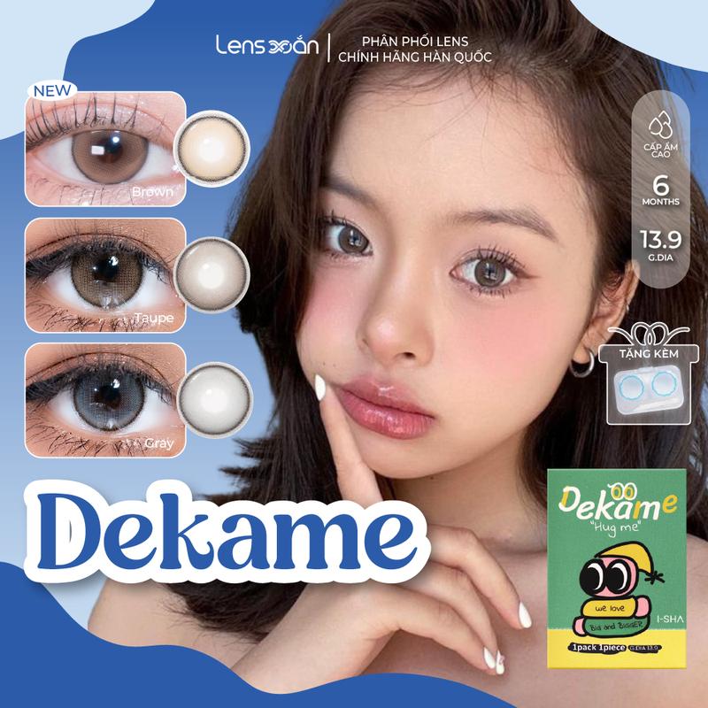 Kính áp tròng cận 6 tháng LENS XOẮN lens hàn quốc có viền tròn mắt trong veo chính hãng ISHA DEKAME TAUPE BROWN, GRAY