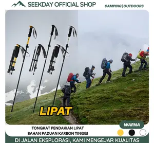 Seekday Dapat dilipat Tongkat Daki Gunung/ Tongkat Hiking Trekking Pole/ Trekking Pole Tongkat Treking Gunung