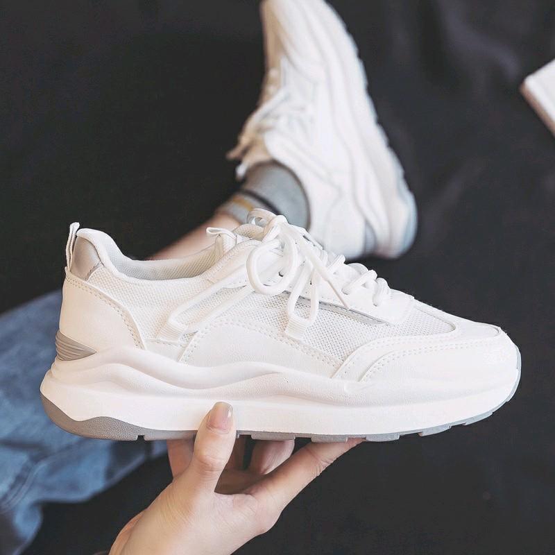 SOL EMPUK !! BAHAN TEBAL DAN AWET / 2 WARNA FREE KARDUS SEPATU KETS SNEAKERS WANITA BT07 Shoes Putih Casual 0