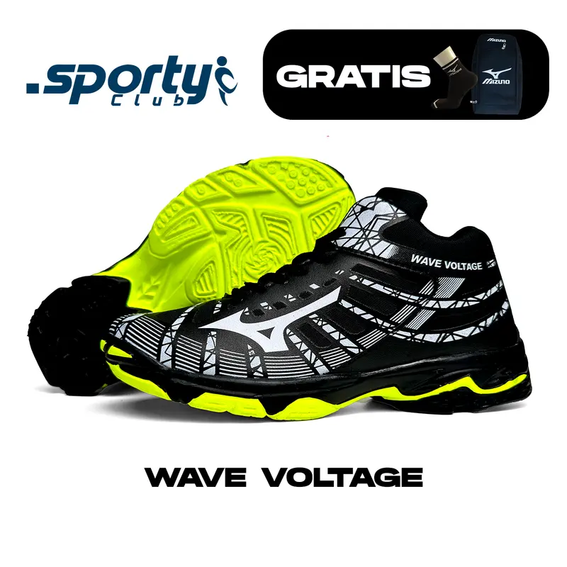Sepatu Olahraga Voli Mizuno Wave Voltage Biru Hitam Sporty Terbaru untuk Pria dan Wanita Bisa COD 2