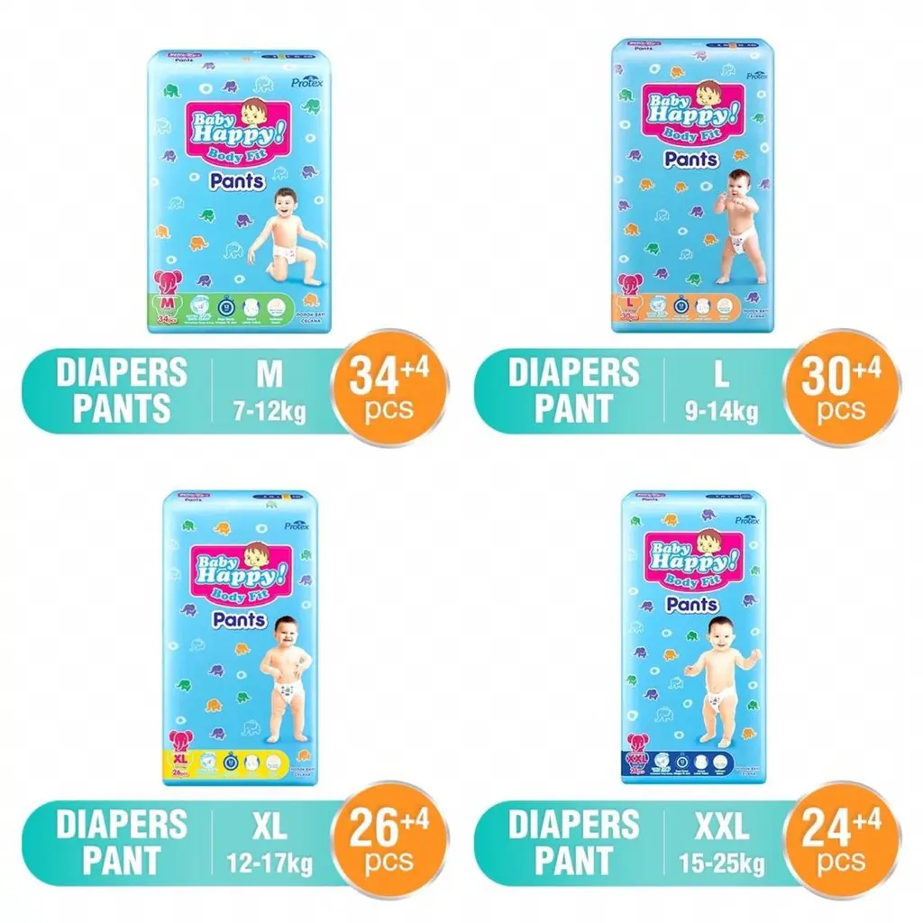 Baby Happy Popok Pants M34+4,L 30+4, XL 26+4, XXL 24+4