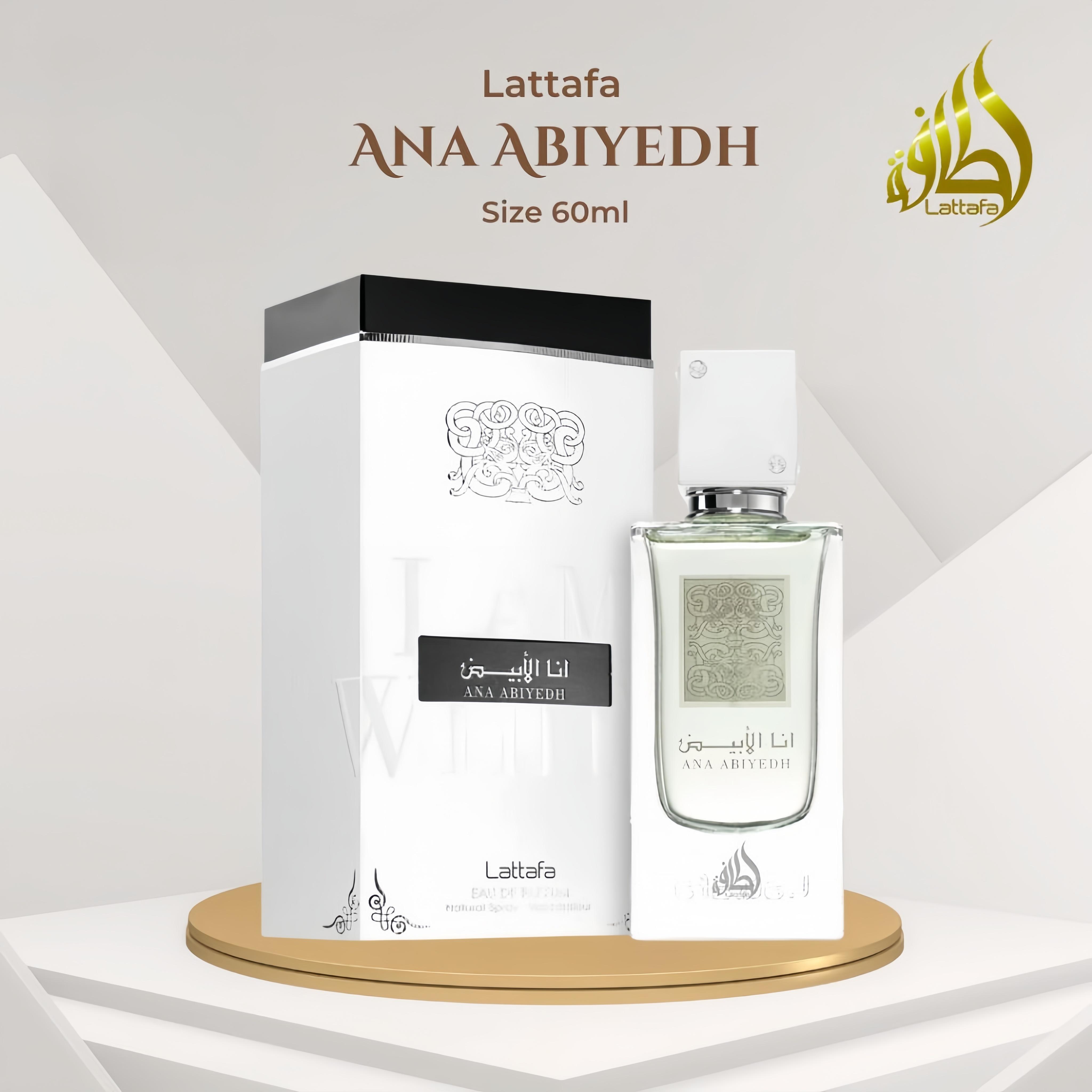 Lattafa Parfume Ana Abiyedh Rouge EDP 60ML Aura Merah Campuran Cemerlang Safron Amber Kayu Elegansi Modern