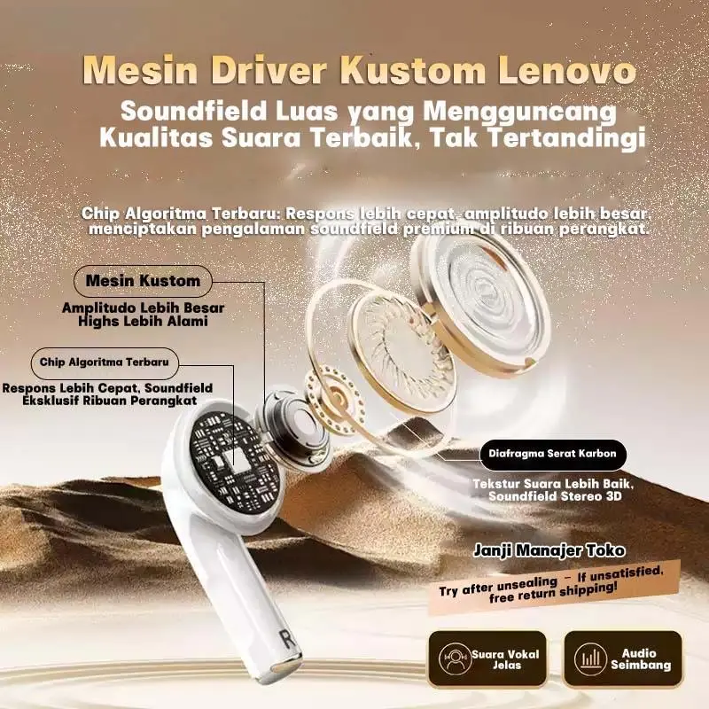 Earphone Lenove Thinkplus TWS Bluetooth dengan Kotak Pengisian Daya 9D HiFi True Wireless Earphone Sport Sound Stereo Headse Kontrol Sentuh untuk Android dan iOS 2