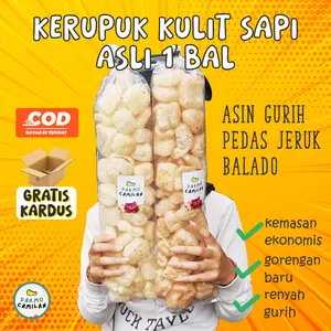 Kerupuk Kulit Sapi Rambak Dorokdok 1 Bal Krukul Jangek Pedas Gurih - DARMO CAMILAN