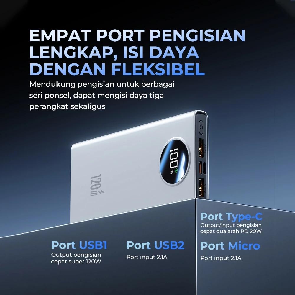 Maddox Powerbank 50000mAh Kapasitas Super Besar 120W Pengisian Cepat untuk iPhone/Android dengan Perlindungan Keamanan dan Tampilan Digital LED Maddox Powerbank 50000mAh Kapasitas Super Besar 120W Pengisian Cepat untuk iPhone/Android dengan Perlindungan Keamanan dan Tampilan Digital LED
