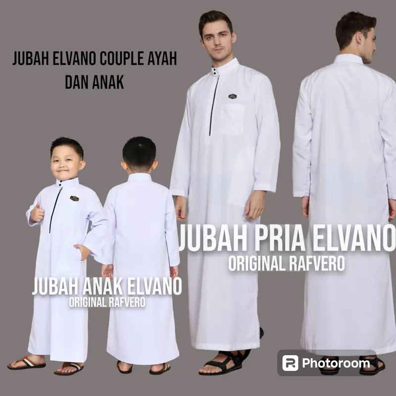 Baju jubah gamis elvano couple ayah dan anak - jubah gamis pria baju koko gamis anak laki-laki 4.5.6.7.8.9..10.11.12 tahun jubah polos sanghai Muslim Dewasa 6