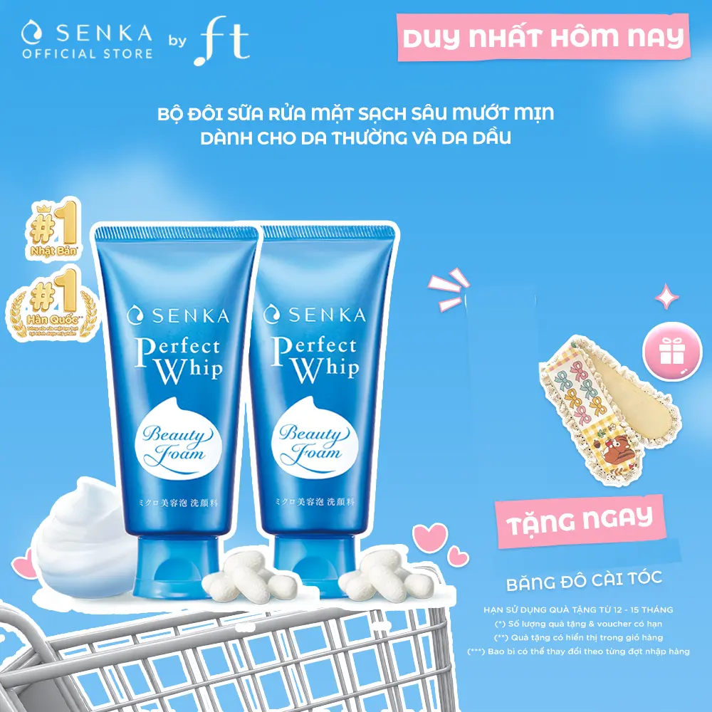 Bộ đôi sữa rửa mặt sạch sâu mướt mịn SENKA PERFECT WHIP 120GX2