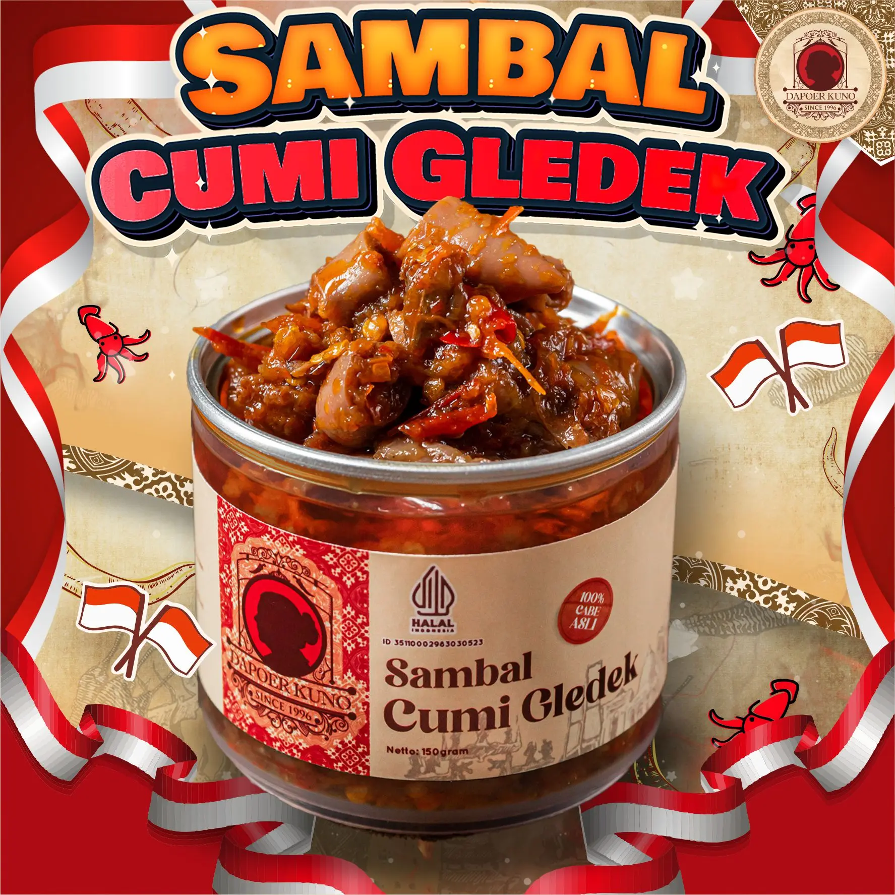 Sambal Cumi Gledek DAPOER KUNO [150 Gram] halal SPP-IRT Organic