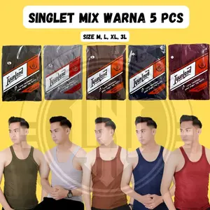 IYUNLAND Paket isi 5 Kaos Singlet Tanktop Pria Dewasa Murah Kaos Dalam Pria Warna Warni Singlet Pria Warna