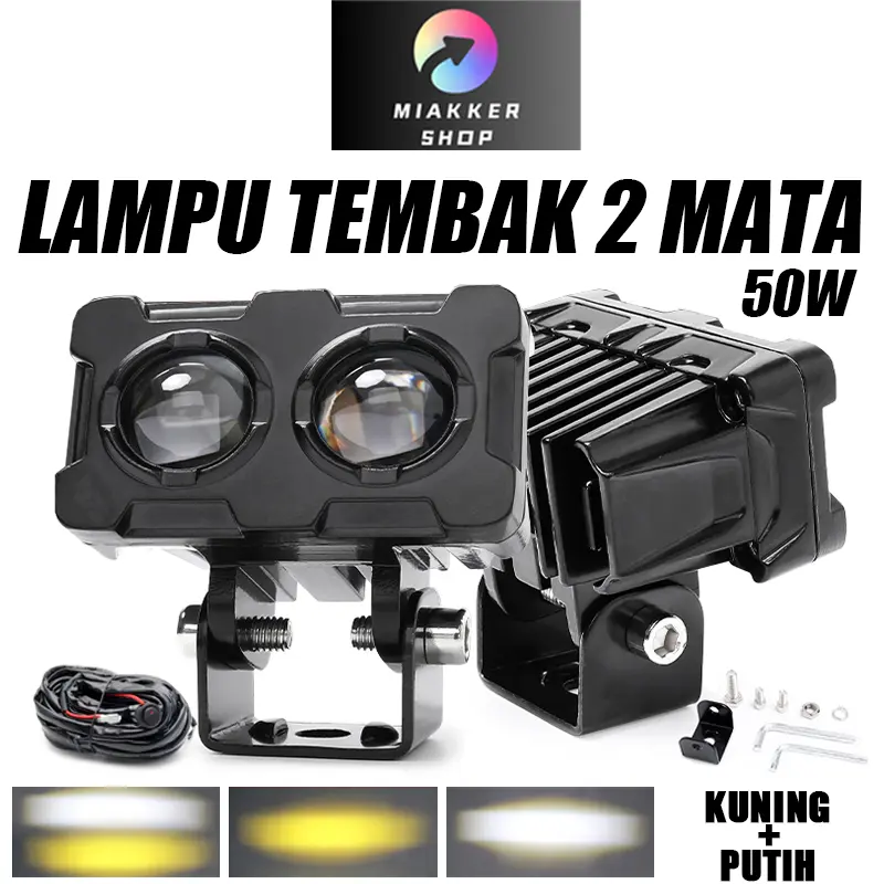 Lampu Tembak Sorot LED Laser 2 Mata/Lampu Sorot Led/Lampu Tembak SQL 2 Mata Polos Super Terang/Lampu Tembak Led/Lampu Sorot Motor Terang/Led Tembak Terang