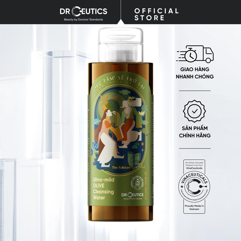PHIÊN BẢN TỰ TÂM DRCEUTICS Nước Tẩy Trang Ultra-mild OLIVE Cleansing Water Cho Mọi Loại Da, Da Nhạy Cảm 500ml Mỹ Phẩm