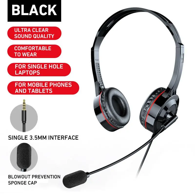 Headset Membatalkan Kebisingan Langsung Headphone Gaming Kabel Stereo Besi Earphone