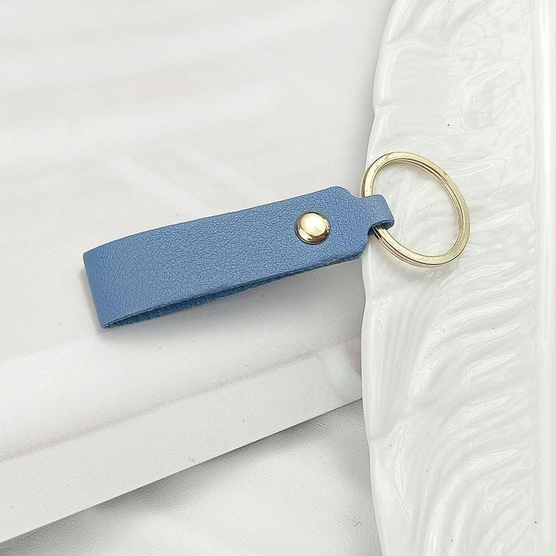 1 chiếc móc khóa da PU kèm vòng kim loại, mặt dây đeo cổ tay tối giản dành cho chìa khóa ô tô, túi xách và ba lô