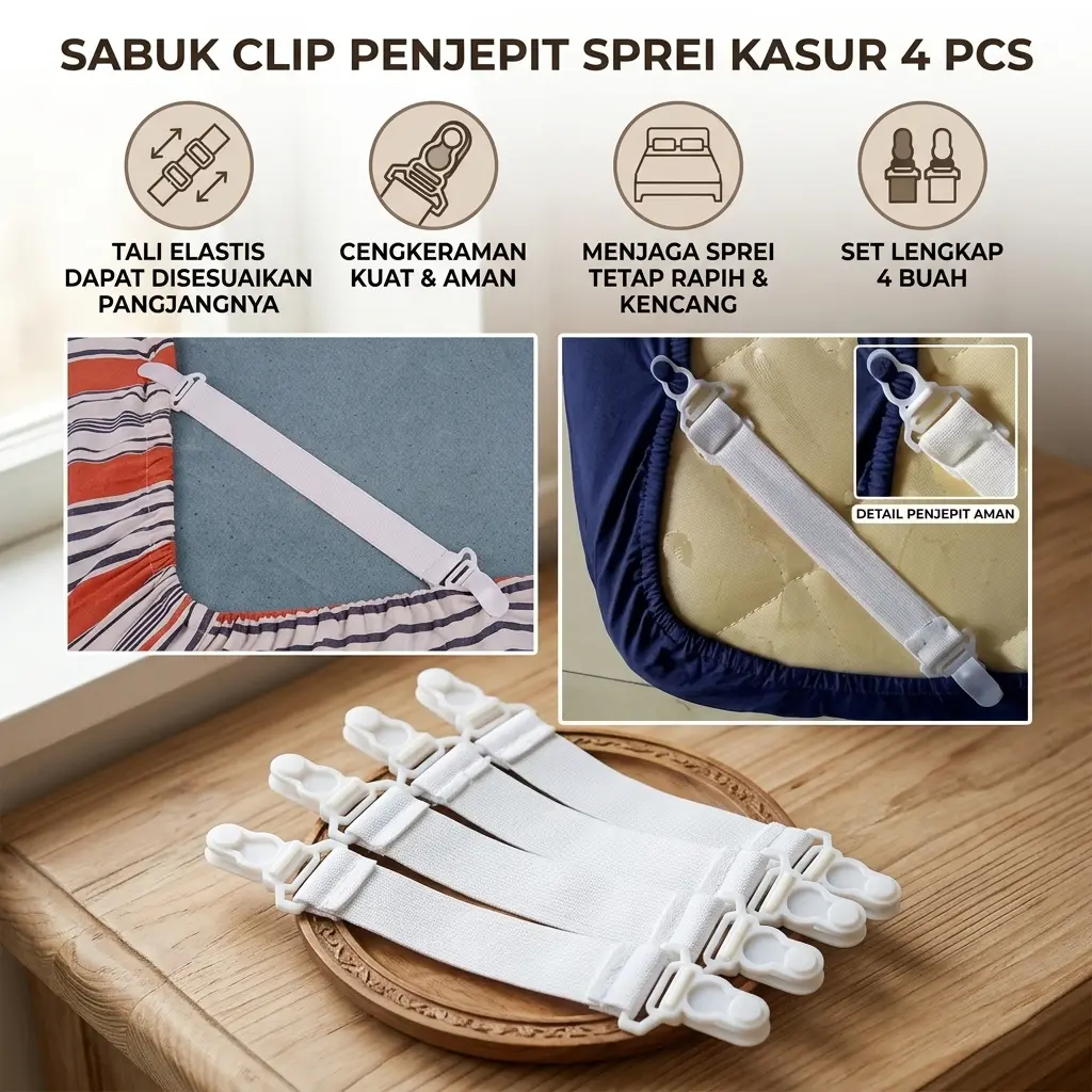 AsyPets Sabuk Grippers Clip Penjepit Sprei Kasur 4 PCS - PJP4