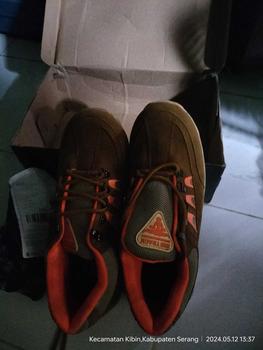 Product Review of sepatu safety pria ujung besi double suede cream tan brown boots karet sepatu Kerja Shoes Hitam Black from s**0 0