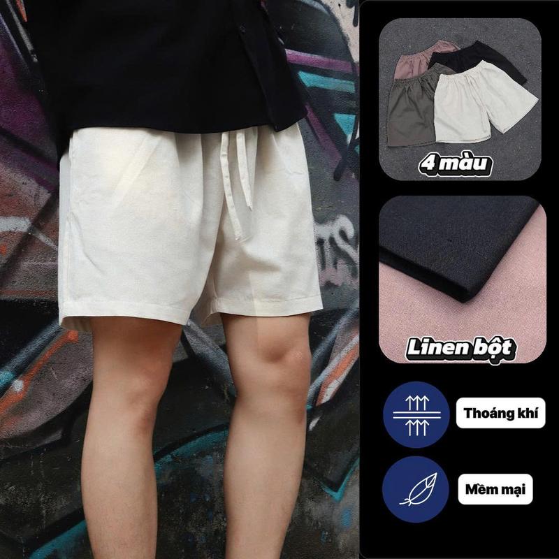 Quần short linen nam nữ DATINO Linen Premium form unisex trên gối lưng chun dây rút ống rộng thoải mái phong cách trẻ trung năng động