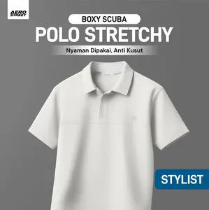 Aerostreet Max Kaos Polo Scuba Pria Broken White Polo Scubashirt Kerah Cowok Men Casual Tidak Mudah Kusut Clean Look