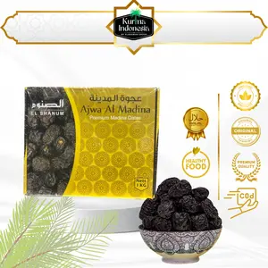 (SPESIALLIVEBAGAS)kurma Ajwa kemasan baru Organic Elshanum Castle Farms 1kg premium Best Quality - Kurma Elshanum Asam Food