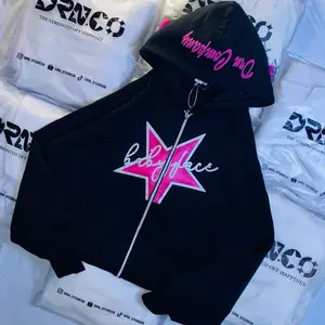 Hoodie Boxy Zipper Babyface DRN.CO Sablon foaming timbung 3D gliter