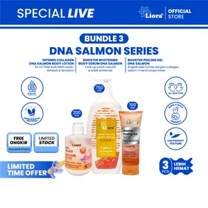 [ Harga Spesial Live ] [Bundle Hemat - 3 Pcs DNA SERIES] LIORA Booster Whitening Body Serum DNA Salmon 750ML + Liora Intense Collagen Body Lotion 200 ML + Liora Peeling gel Dna Salmon 100ML