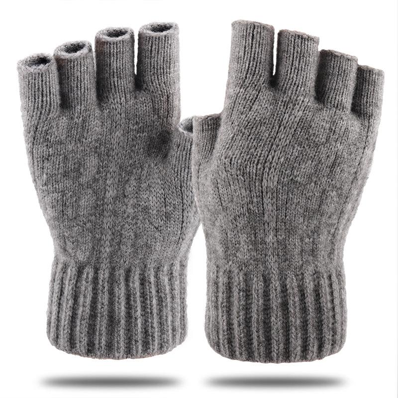 Product Introduction of 1 Pair Half Finger Gloves Knitted Thick Thermal Half Finger Gloves Women Men Winter Warm Glove 14