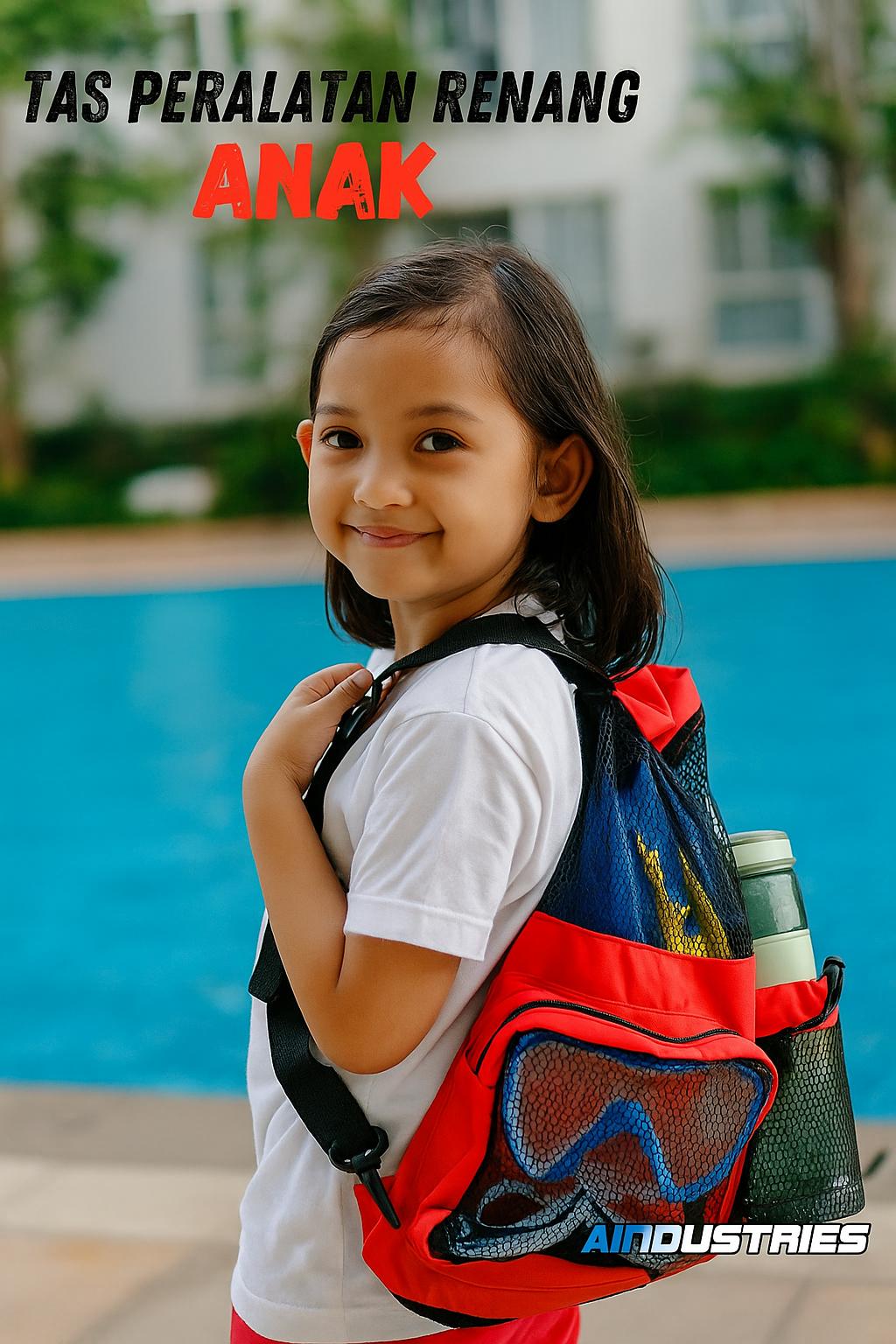 Aindustries Dry Bag Renang Swimming Suit Selam Tas Renang Jaring Ungu Multifungsi Anak Dewasa Tas Peralatan Renang Kolam & Pantai Cordura Mesh Tembus Pandang