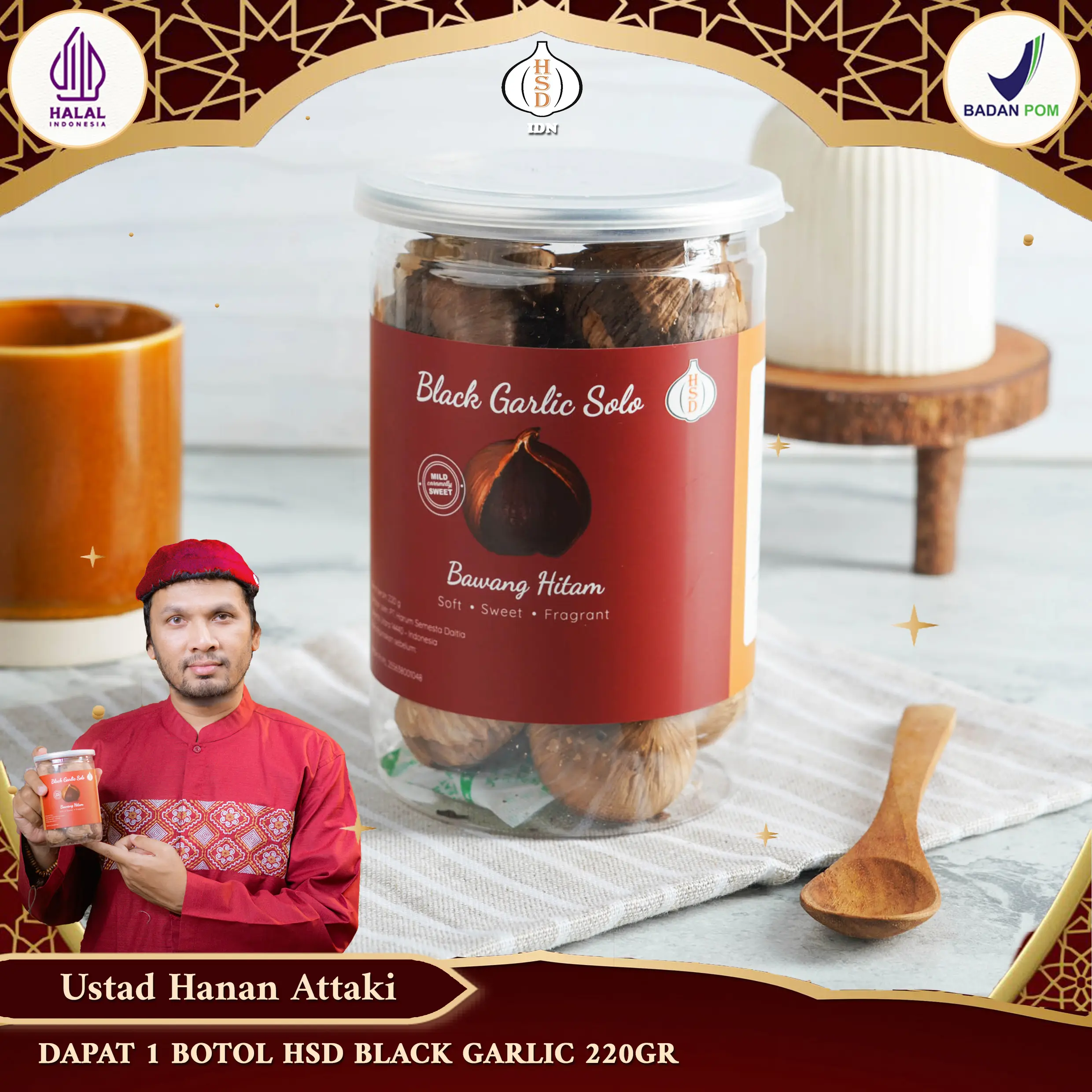 Black Garlic HSD  220 Gr / Bottle, Bawang Hitam Spices v2