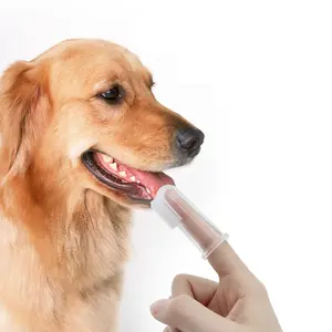 Sikat Gigi Jari Bahan Silikon Sikat Gigi Hewan Peliharaan Anjing dan Kucing