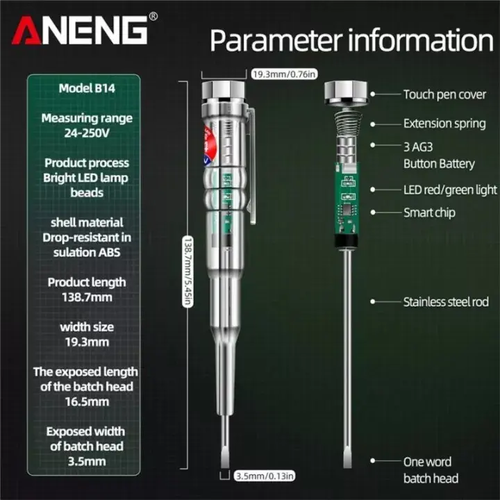 ANENG Obeng Tespen Tester Pen with Indicator LED - B14 - Transparent 2