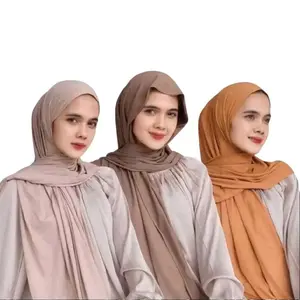 PASHMINA KAOS RAYON Syari Wanita Syal Syari Bahan Kaos Rayon Lembut Ukuran 175x75 cm Finishing Garis Tepi Jahit Rapih Kualitas Butik Pashmina Kaos Polos
