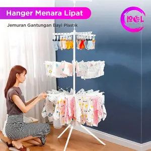 [POL] COD Jemuran Baju Menara Plastik | Jemuran Bayi | Jemuran Lipat | Gantungan Baju | Hanger Menara | Hanger Lipat Plastik