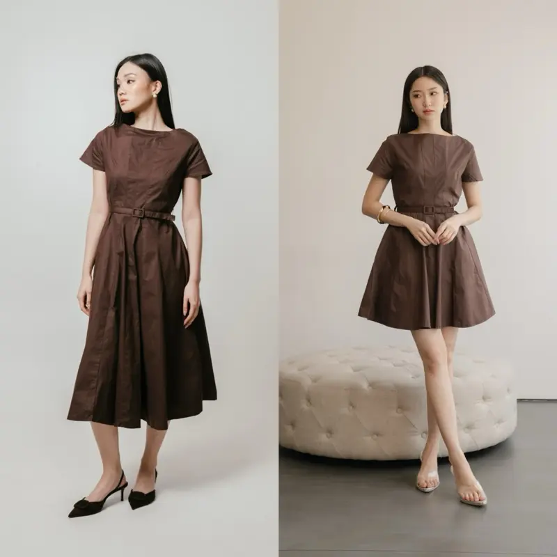midi dress lengan pendek Nevada Little Krisan Wanita Jual Midi Dress lengan pendek