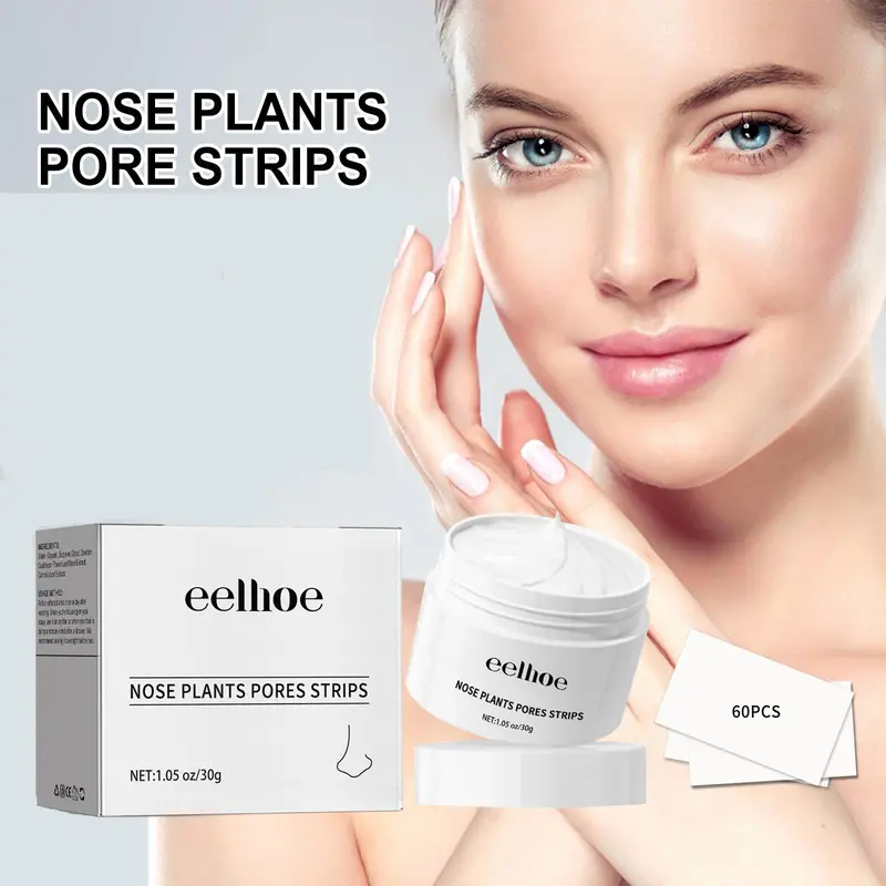 【TERSEDIA & COD】EELHOE Masker Penghilang Komedo Strip Hidung Masker Hidung Masker Penghilang Komedo dan Komedo Pengelupasan Wajah Strip Hidung Perawatan Jerawat Pembersihan Dalam 30g Berisi 60 Masker Hidung Treatment 1