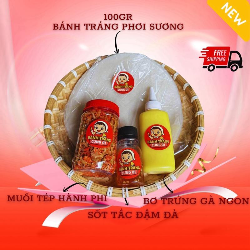 Combo FULL VỊ - 100gr BÁNH TRÁNG , Muối tép hành phi ngon, Bơ trứng gà ngon, 50mk Sốt Tắc Đậm Đà FREESHIP ANVAT NGON DACSAN banhtrang pho