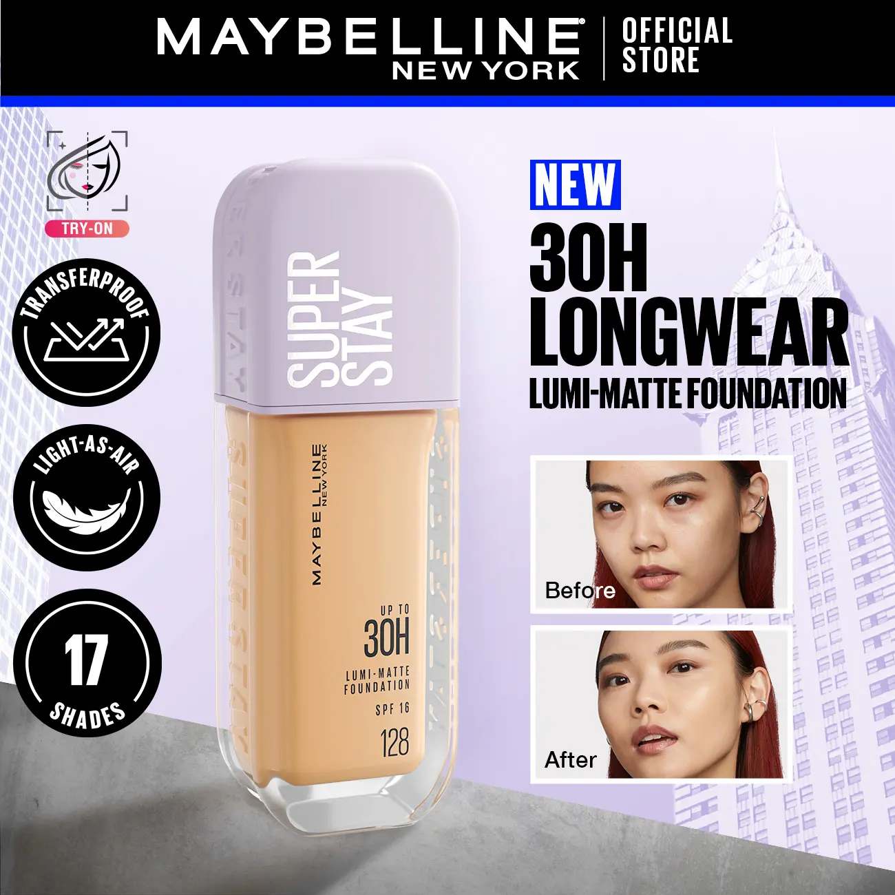 Maybelline Super Stay Lumi-Matte Foundation Lightweight 30H Longwear Full Coverage