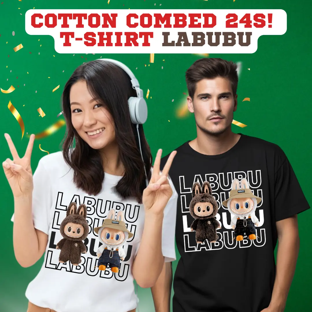KAOS LABUBU DEWASA UNISEX PRIA WANITA / T-SHIRT BAJU KATUN COMBED 24S OBLONG PENDEK Nyaman kaos import bangkok