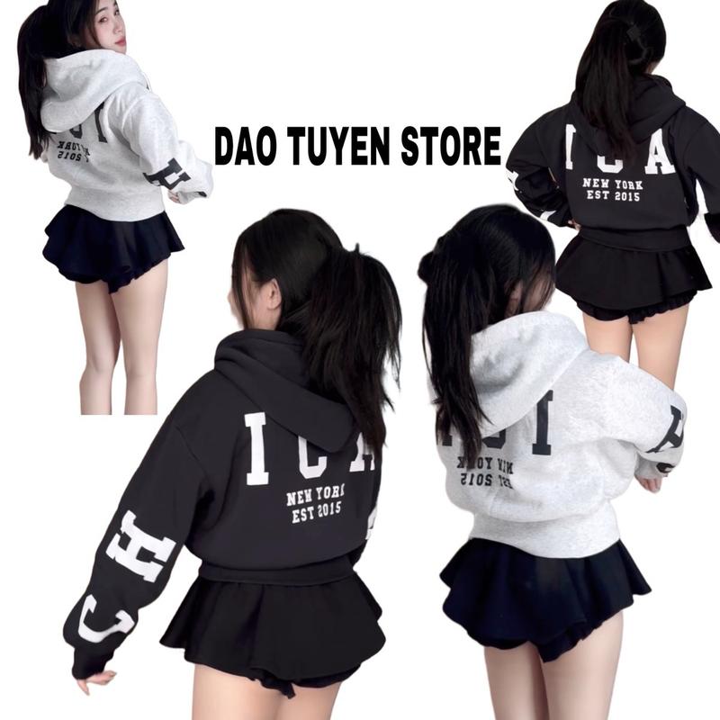 Đào Tuyền Store Áo Khoác Chữ In Chống Nắng Form Lửng Trend Top Hoodie Women Nữ Kèm Túi Trong Thiết Kế Độc Đáo Size 38-60 Cân