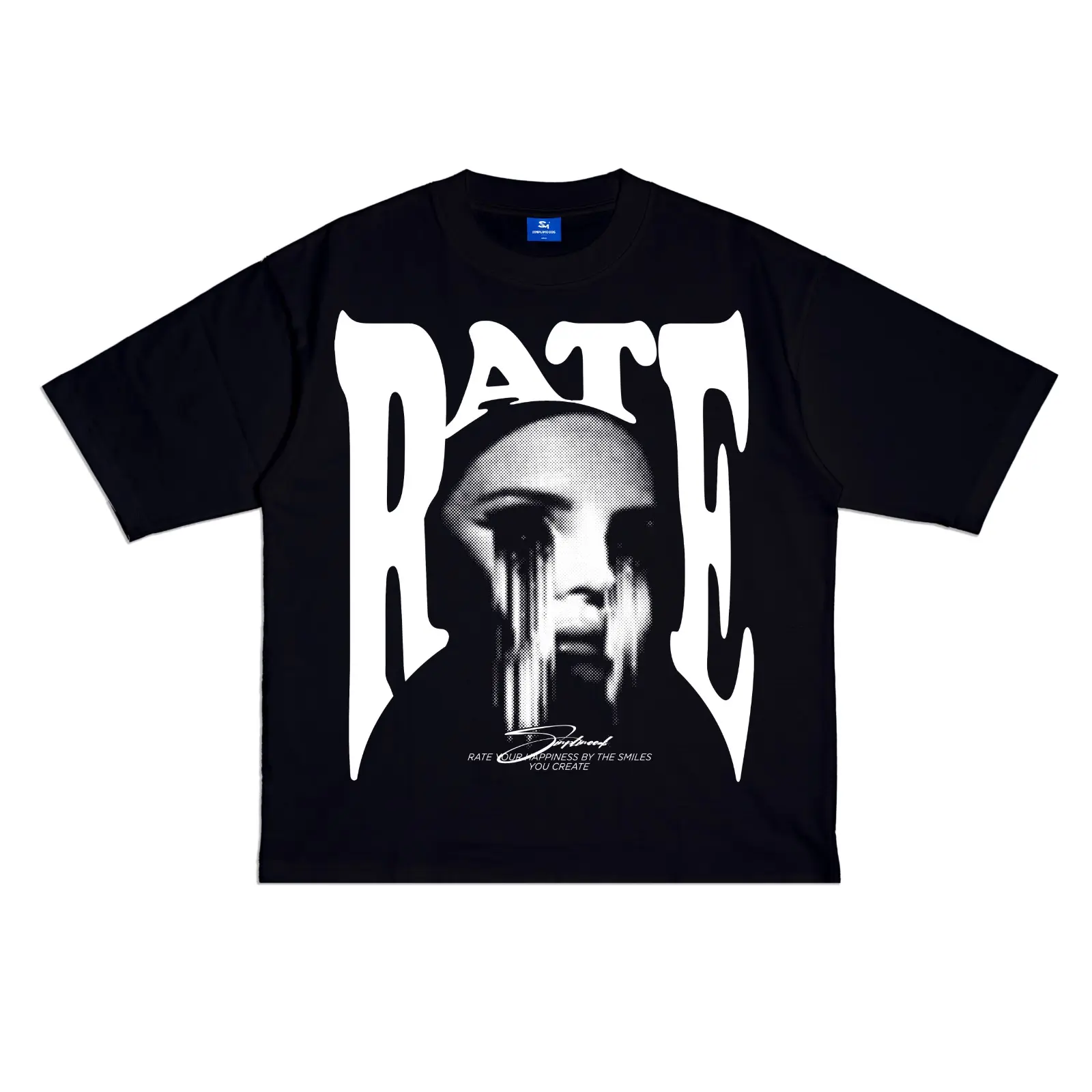 Simplimoods - Baju Kaos Distro Tshirt Skena Boxy Oversized Rate Pria dan Wanita Combed 24S Lembut Sablon Panjang Top Pendek High