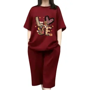 Setelan Kulot wanita dewasa Jumbo Bahn Bebyteri celana 7/8 Motip Love