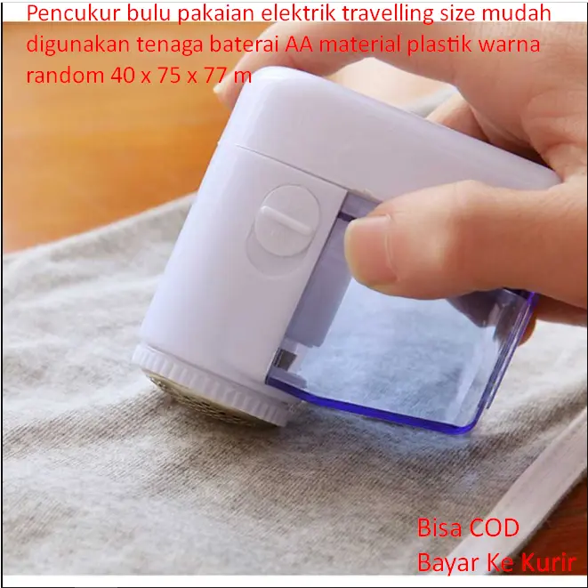 Pencukur bulu pakaian elektrik travelling size mudah digunakan tenaga baterai AA material plastik warna random 40 x 75 x 77 m